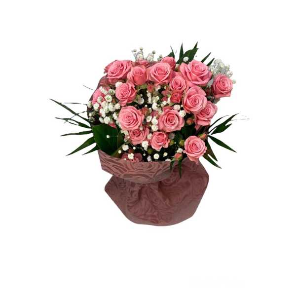 Μπουκέτο με μίνι ροζ τριαντάφυλλα
