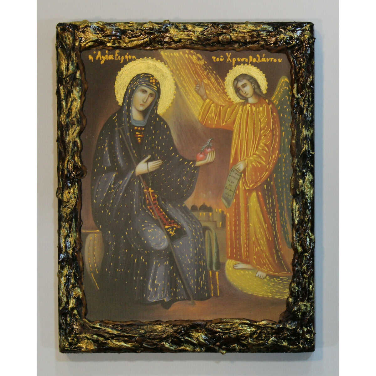Εικόνα Αγία Ειρήνη Χρυσοβαλάντου με περίγραμμα πάστας διαστάσεις 25×20 ξύλινη
